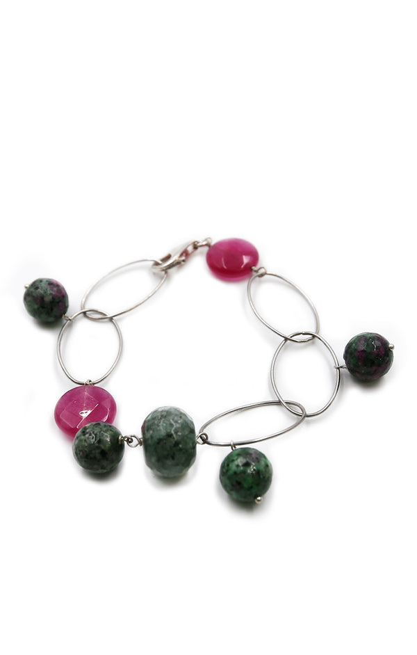 Ruby and Coral  Zoisite Bracelet